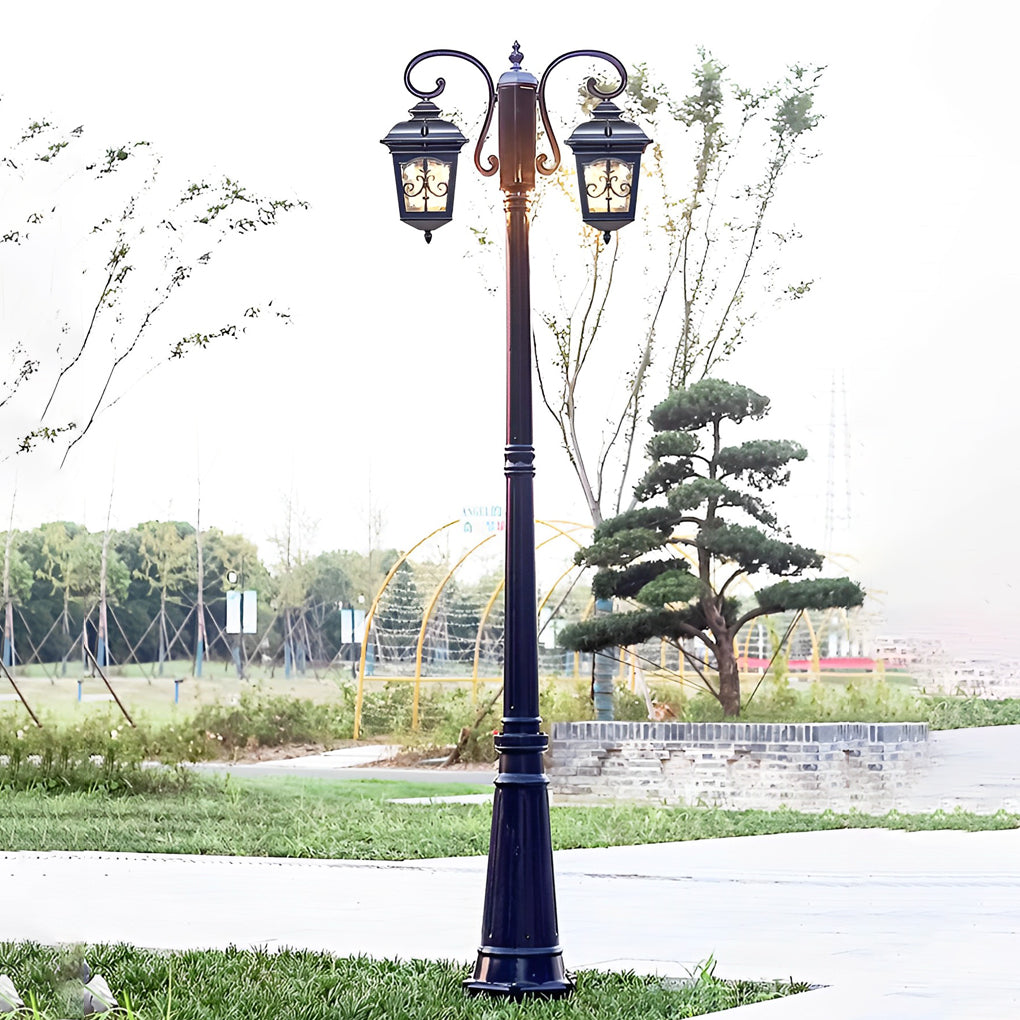 2 Lights Outdoor Waterproof Retro European Style Garden Lamp Post Lights - Dazuma