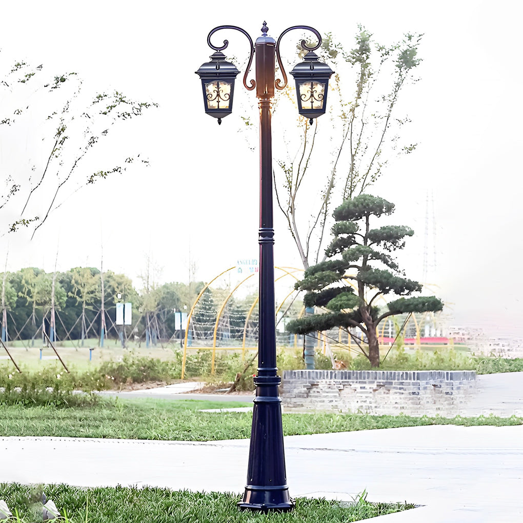 2 Lights Outdoor Waterproof Retro European Style Garden Lamp Post