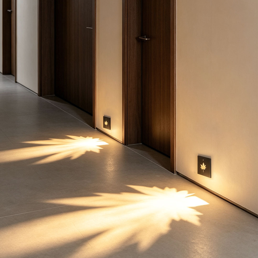 【2 PCS】Recessed Step Lights Leaf-Pattern Motion Sensor Light