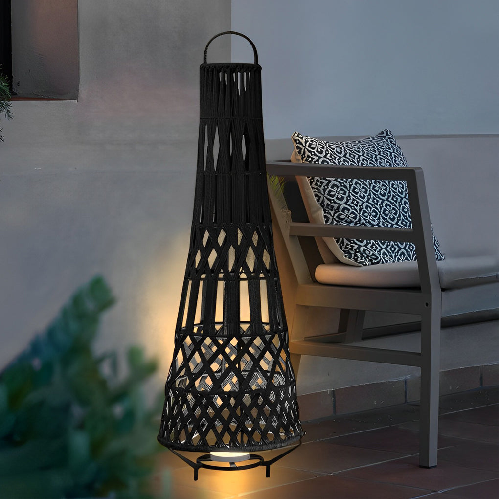Portable Waterproof Weaving Rechargeable Black Modern Solar Floor Lamp - Dazuma