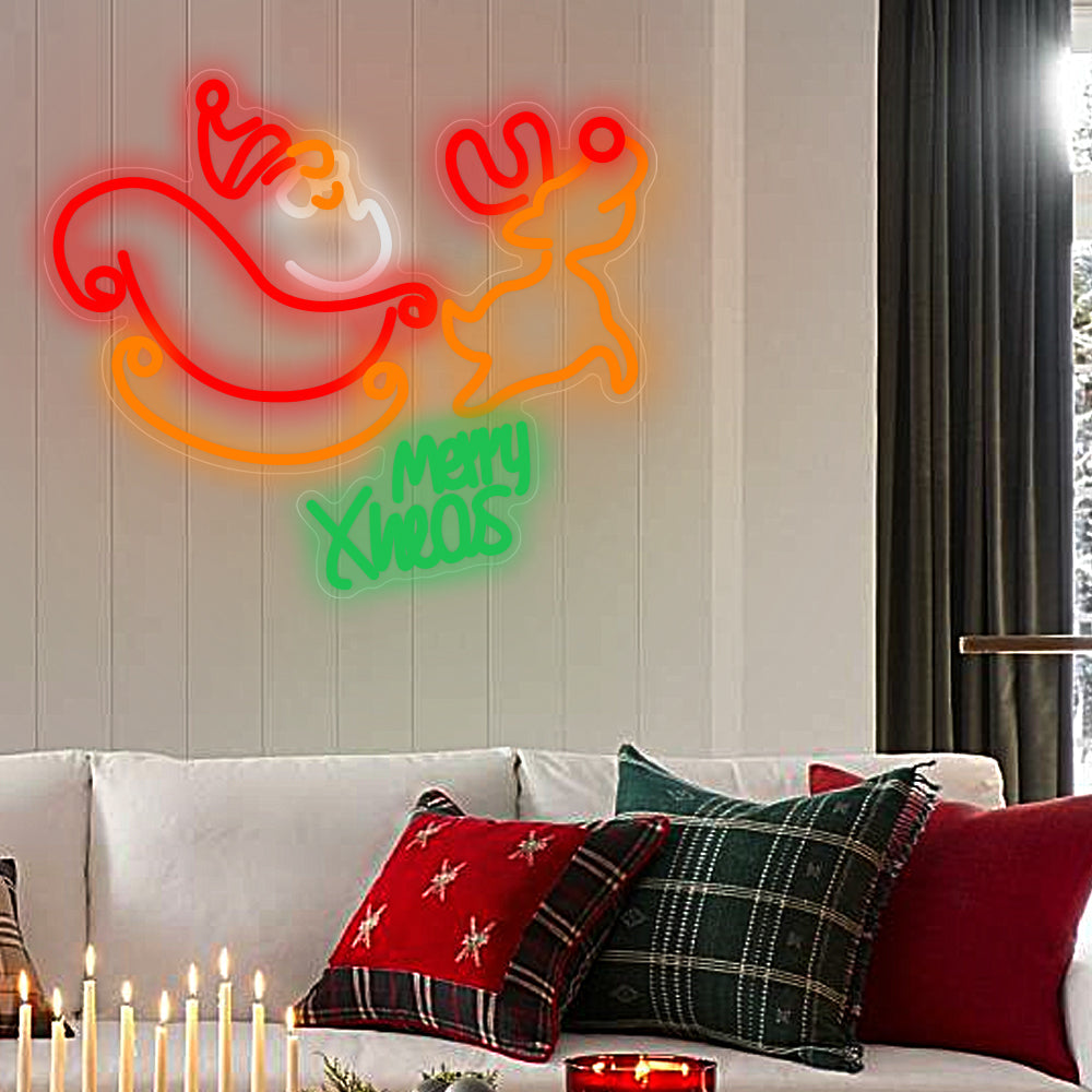 Neon Santa Claus Elk Reindeer Luminous Christmas LED Neon Signs Lights