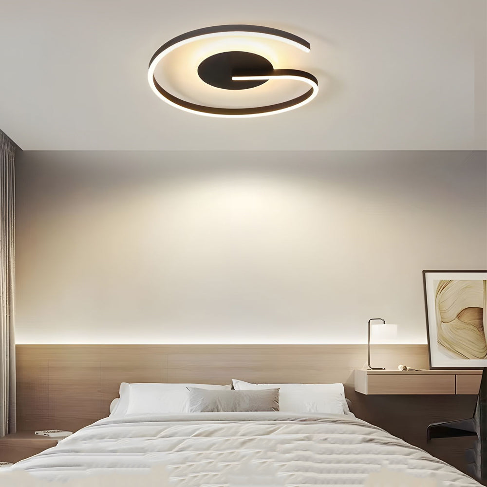 Modern Circle LED Bedroom Ceiling Light - White/Black - Dazuma