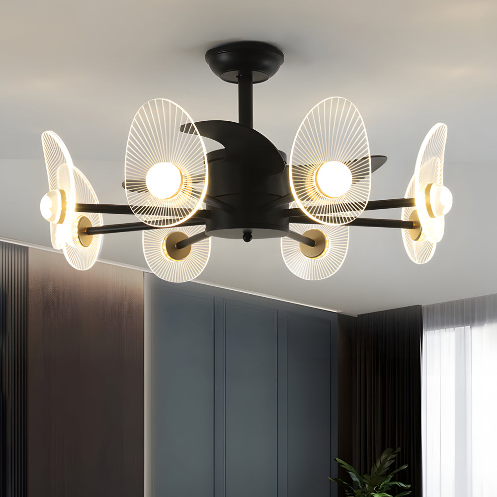 31-In Black Round Acrylic Ceiling Fan with Light and Remote, 3 Blades