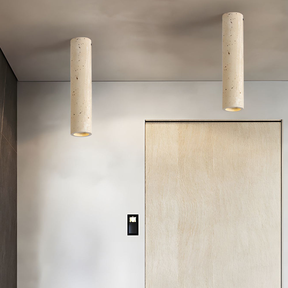 1-Light Modern Yellow Travertine Long Tube Ceiling Lamp for Hallway, Entrance - Dazuma.us