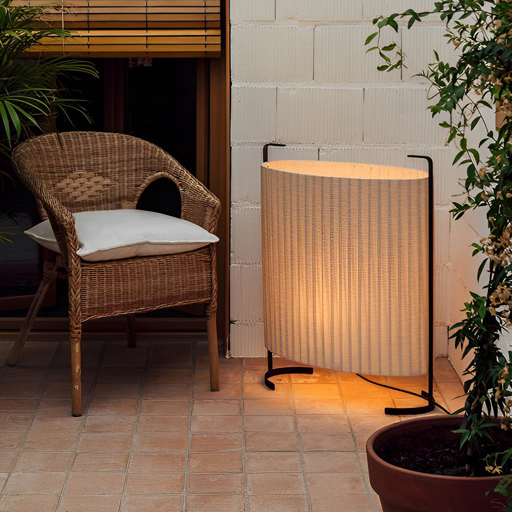Round Creative Fabric Waterproof LED Flaxen Modern Outdoor Floor Lamps