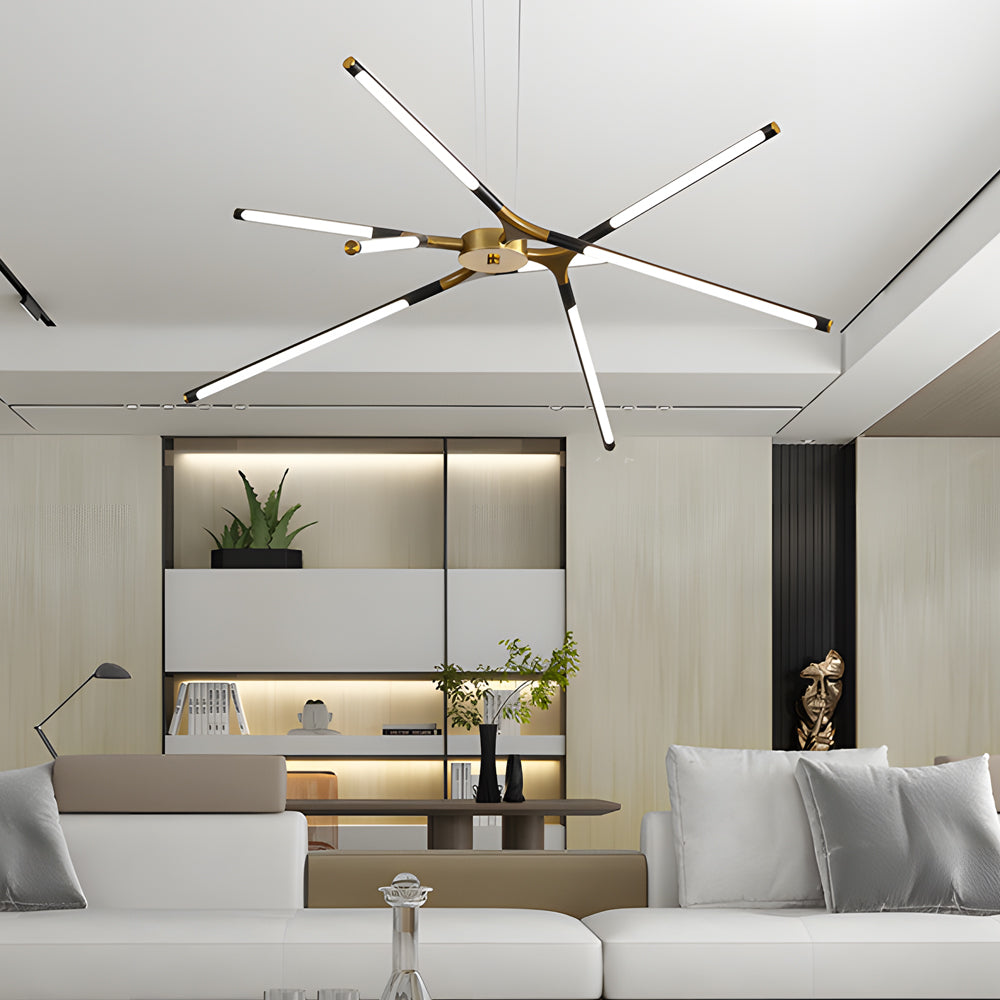 3/8-Light LED Dimmable Linear Sputnik Chandelier for Living Room