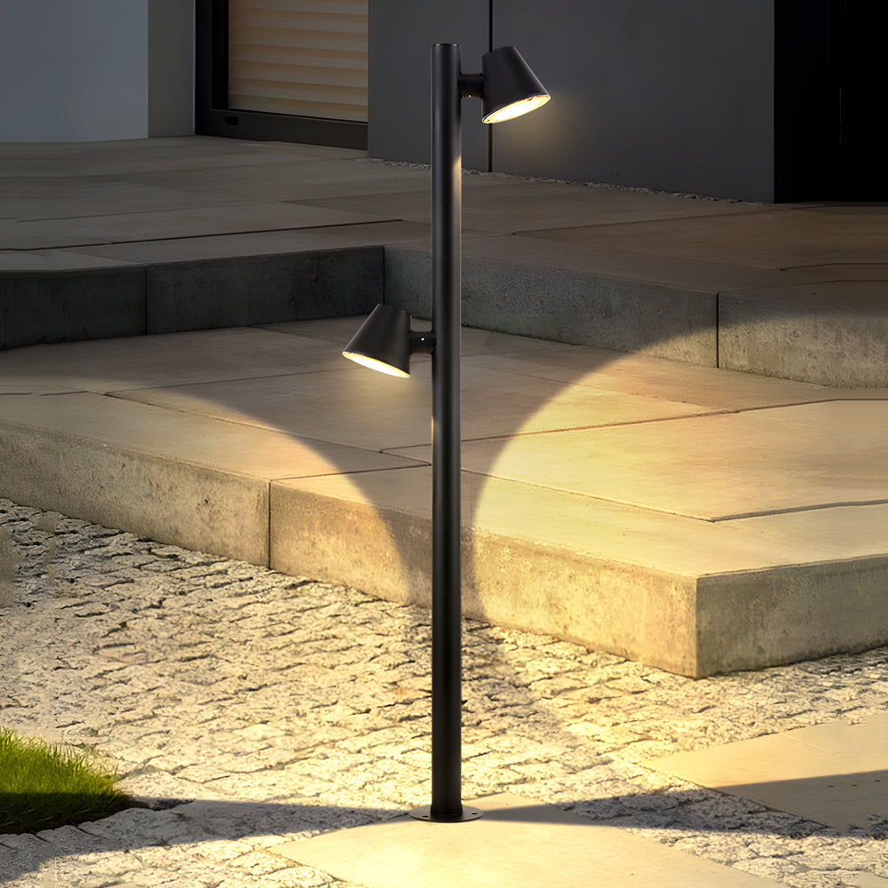 1/2-Head LED Aluminum Matte Black Bollard Light Outdoor Lawn Lamp - Dazuma