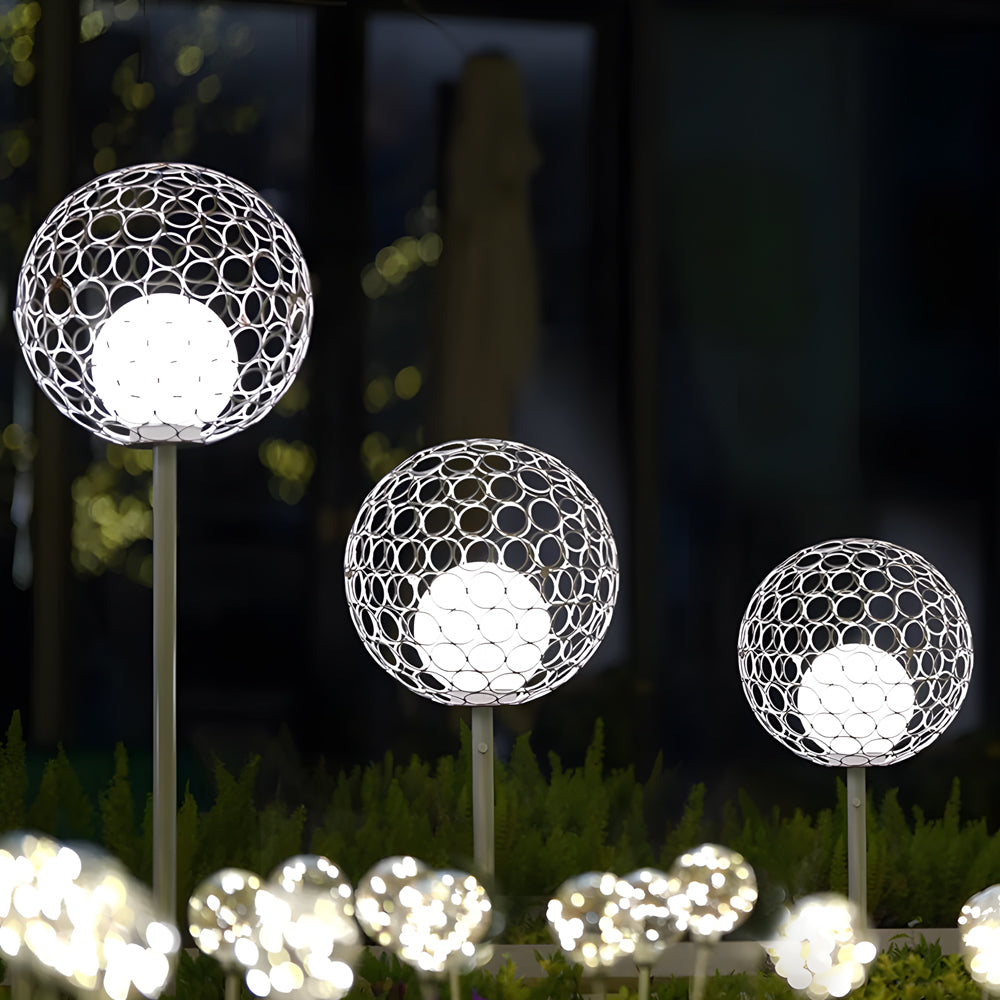 1-Light Solar Dandelion Sphere Garden Stakes Outdoor Lights