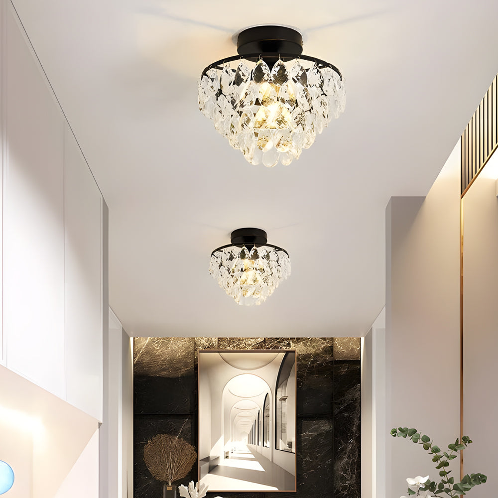 Round Luxury Crystal Simple Black Modern Ceiling Lights Fixture Chandelier