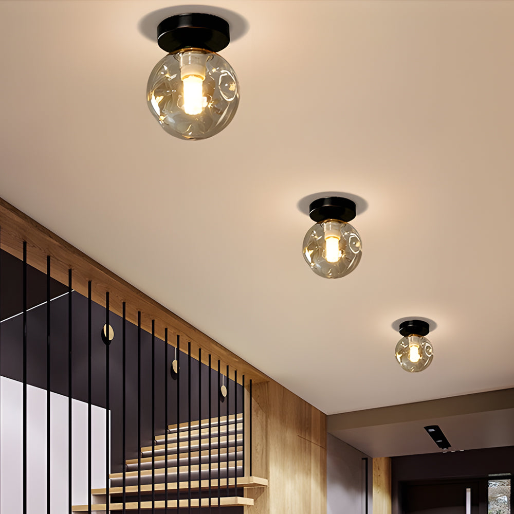 1-Light Dia 6'' Art Glass Ball 12W LED Flush Mount Ceiling Lights - Dazuma