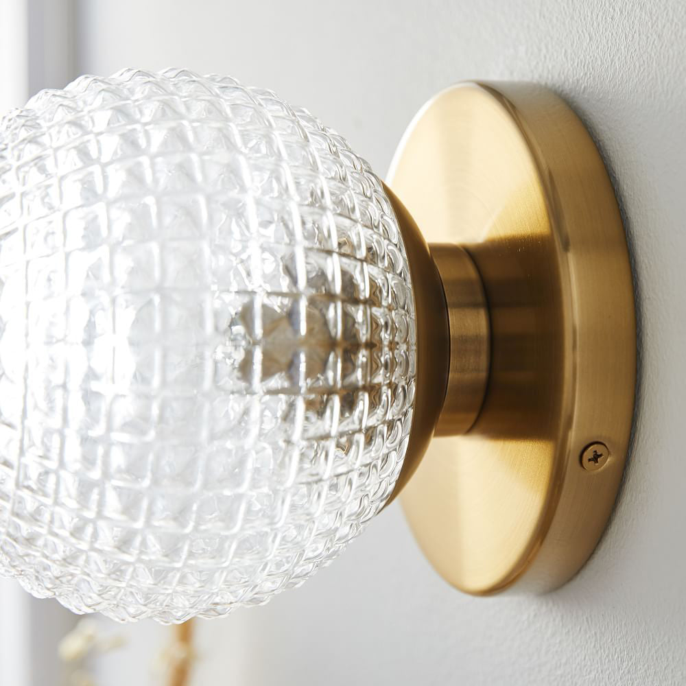 Unique Glass Ball Copper Three Step Dimming LED Modern Wall Light Fixture