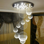 Spiral Raindrop Crystal Ball Three Step Dimming LED Staircase Chandelier - Dazuma
