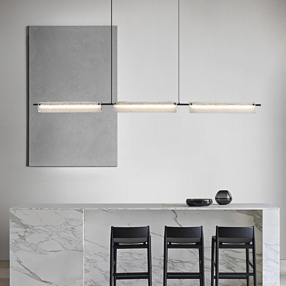 Modern Linear Copper Frosted Glass Long Kitchen Island Light - Dazuma