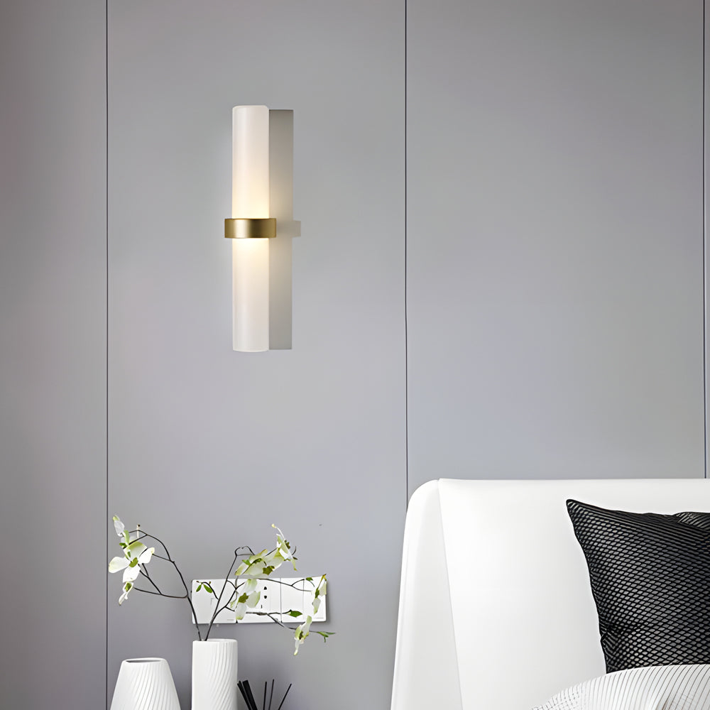 Modern Frosted Glass Tube 1-Light Wall Sconce in Warm White for Living Room