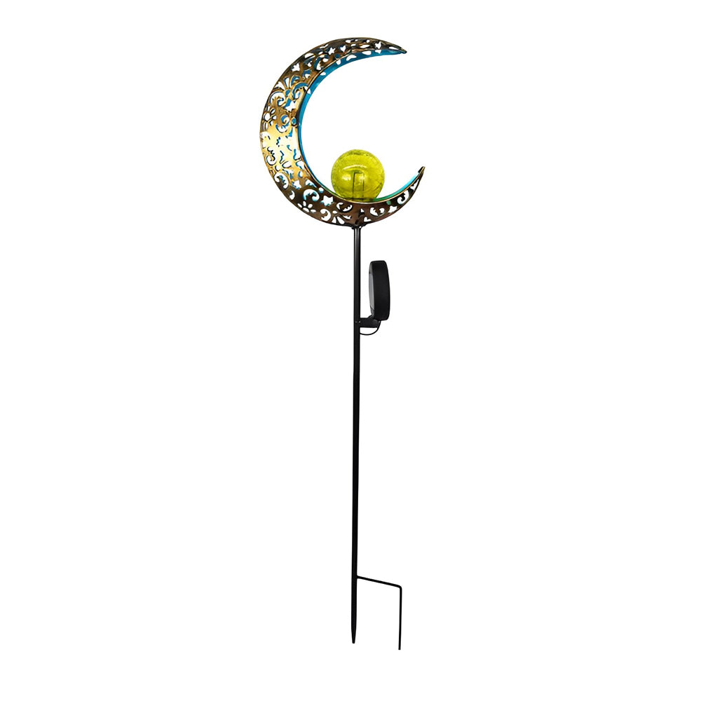 Mystical Moon & Sun Flame Iron Hollow Projector Solar Garden Light