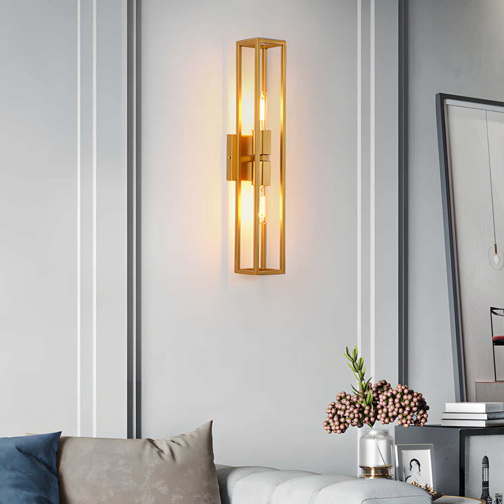 Simple Metal Frame Glass Shade American Style Wall Sconce Lighting