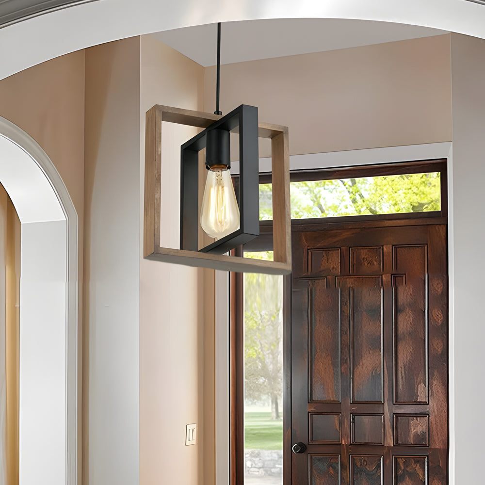 Wood Frame Creative Retro American Style Long Dining Room Chandeliers - Dazuma