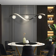 Long Waves Glass Ball Three Step Dimming Nordic Dining Room Chandeliers - Dazuma