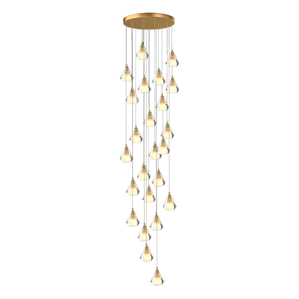 Creative Crystal Shade Three Step Dimming Nordic Staircase Chandelier