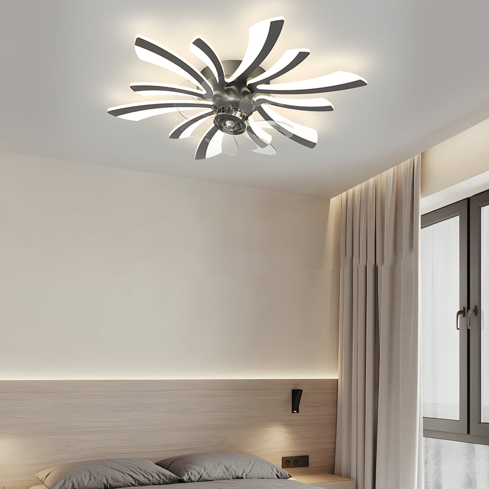 Creative Flowers Three Step Dimming Luxury Modern Ceiling Fan with Light