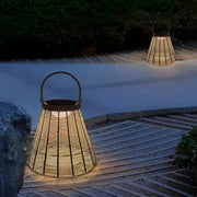 Portable Rattan LED Waterproof Retro Solar Powered Outdoor Lanterns - Dazuma