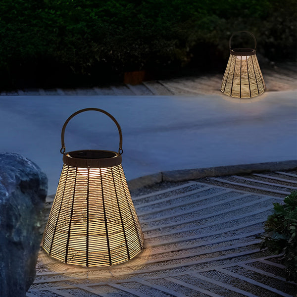 Rattan Portable Lantern Shaped LED Waterproof Solar Outdoor Lights Post  Lights Garden Lights Landscape Lighting for Lawn Courtyard – Dazuma