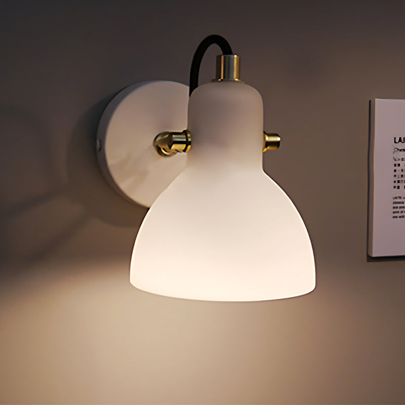 Creative 235° Rotatable White Glass Shade Minimalist Nordic Wall Lamp - Dazuma