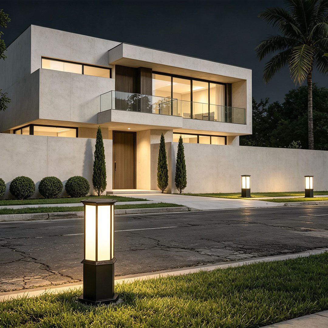 Bollard Solar Light Modern Metal Outdoor Landscape Light