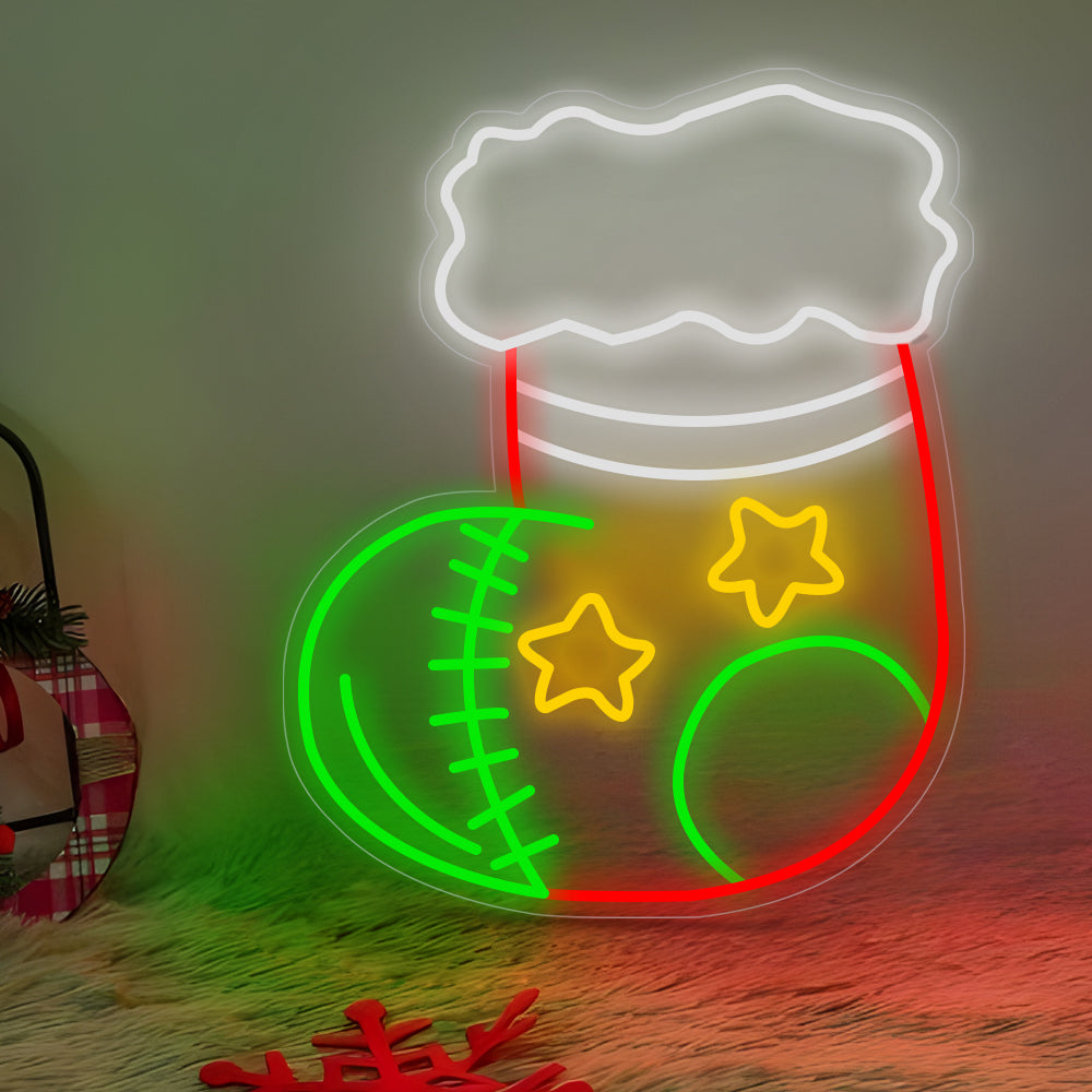1 Piece Christmas Socks Decor Acrylic Artwork LED Neon Signs Lights