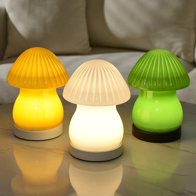 Glass Mushroom Three Step Dimming LED Colorful French Style Night Lights - Dazuma