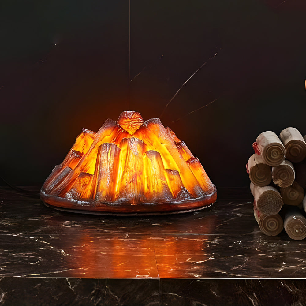 Decorative Resin Firewood Charcoal Pile Simulated Fireplace Flame Lamp