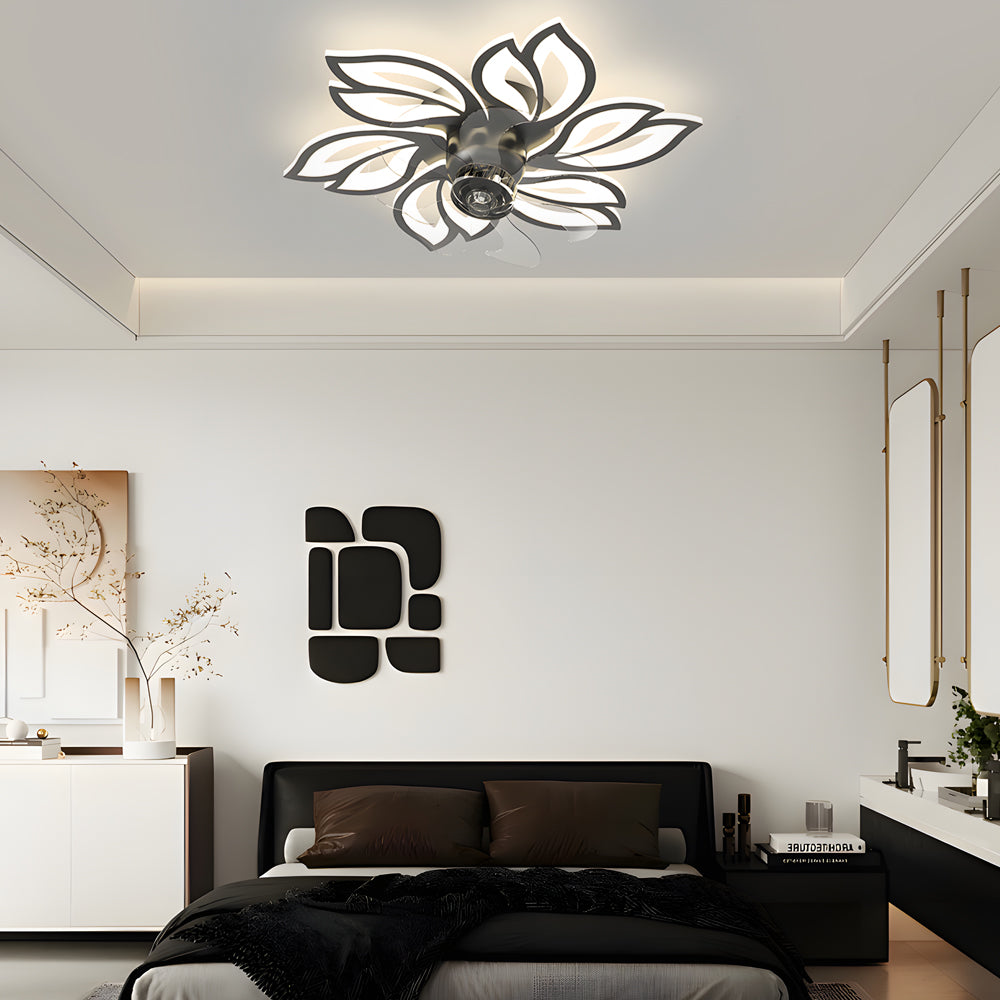 Simple Flowers 3 Step Dimming Modern Low Profile Ceiling Fan with Lights - Dazuma