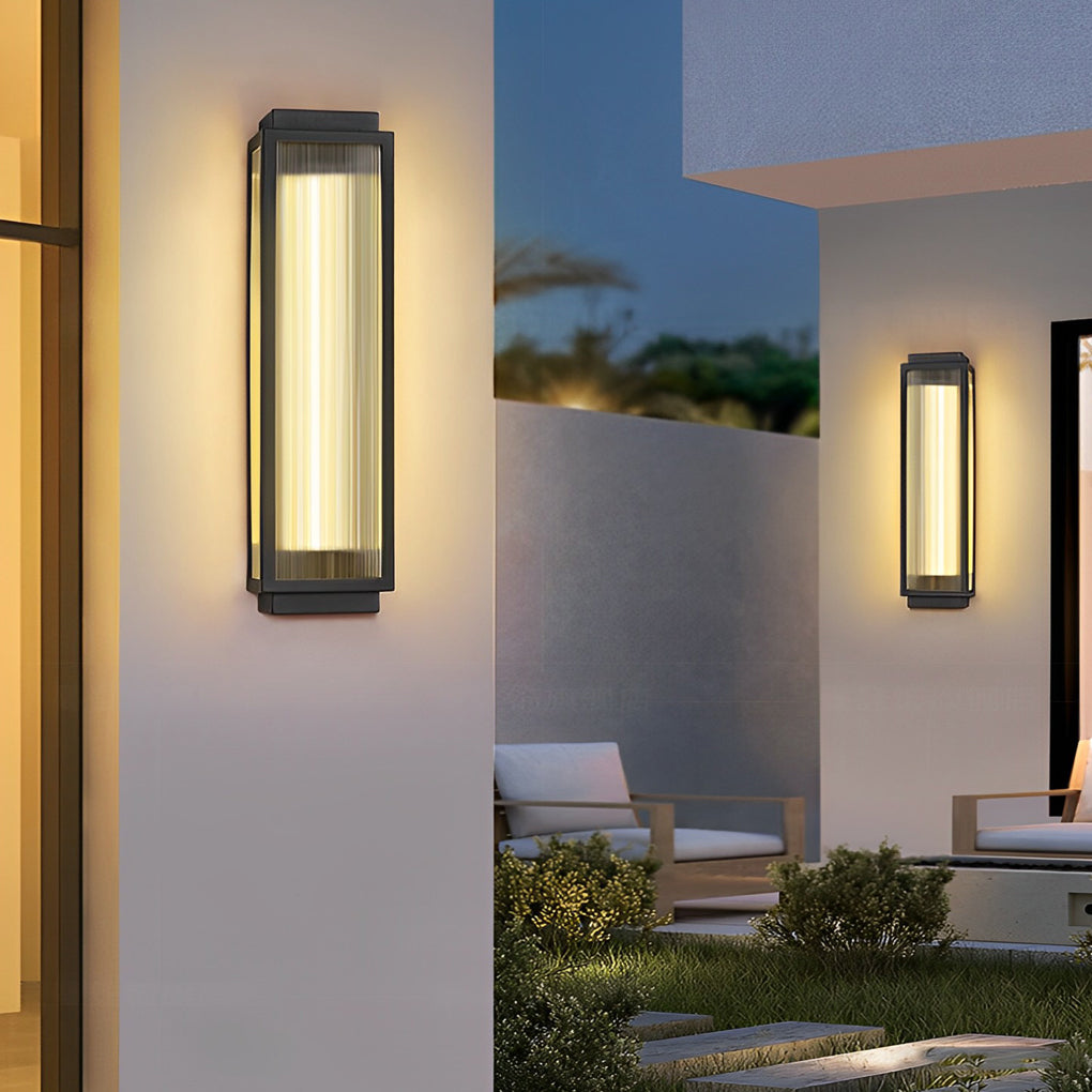 Rectangular Strip Waterproof LED Black Modern Outdoor Wall Lights