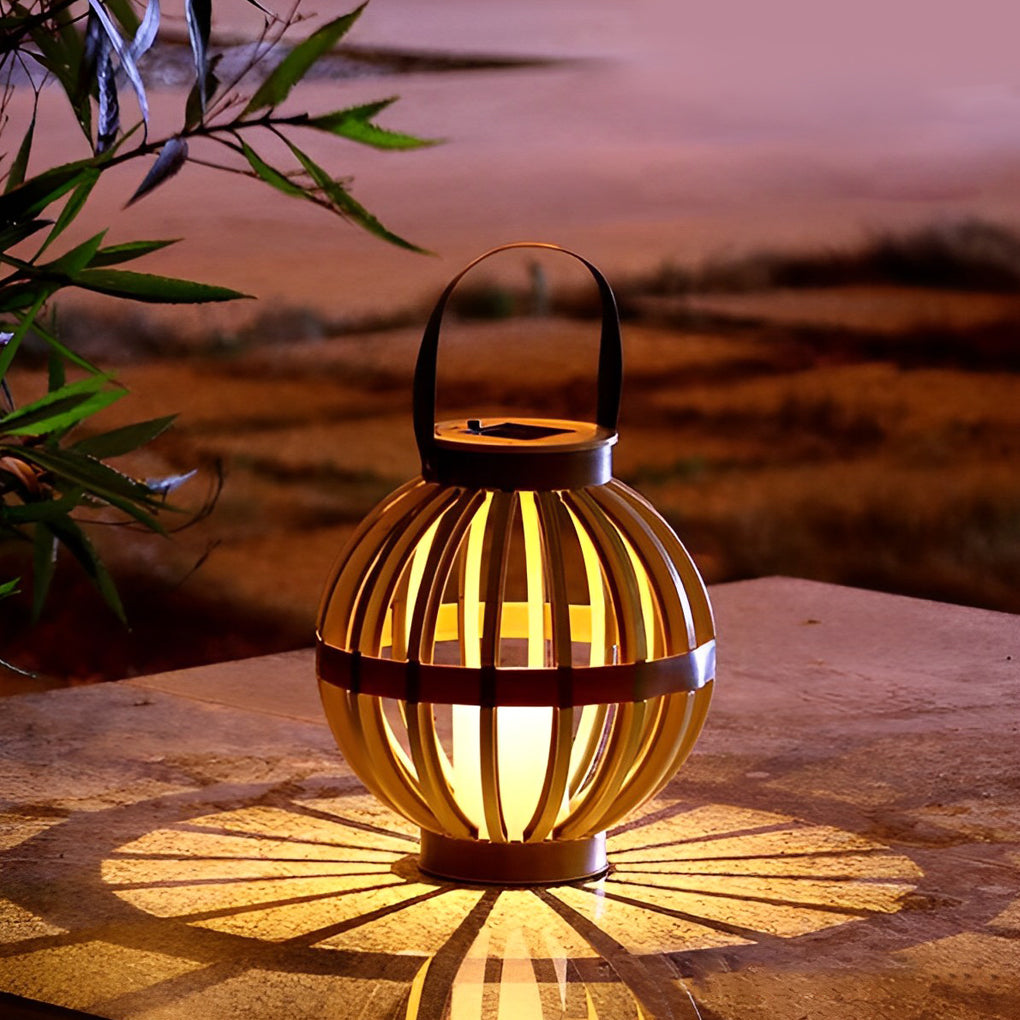 Portable PP Rattan Craft Waterproof LED Modern Solar Outdoor Lanterns - Dazuma
