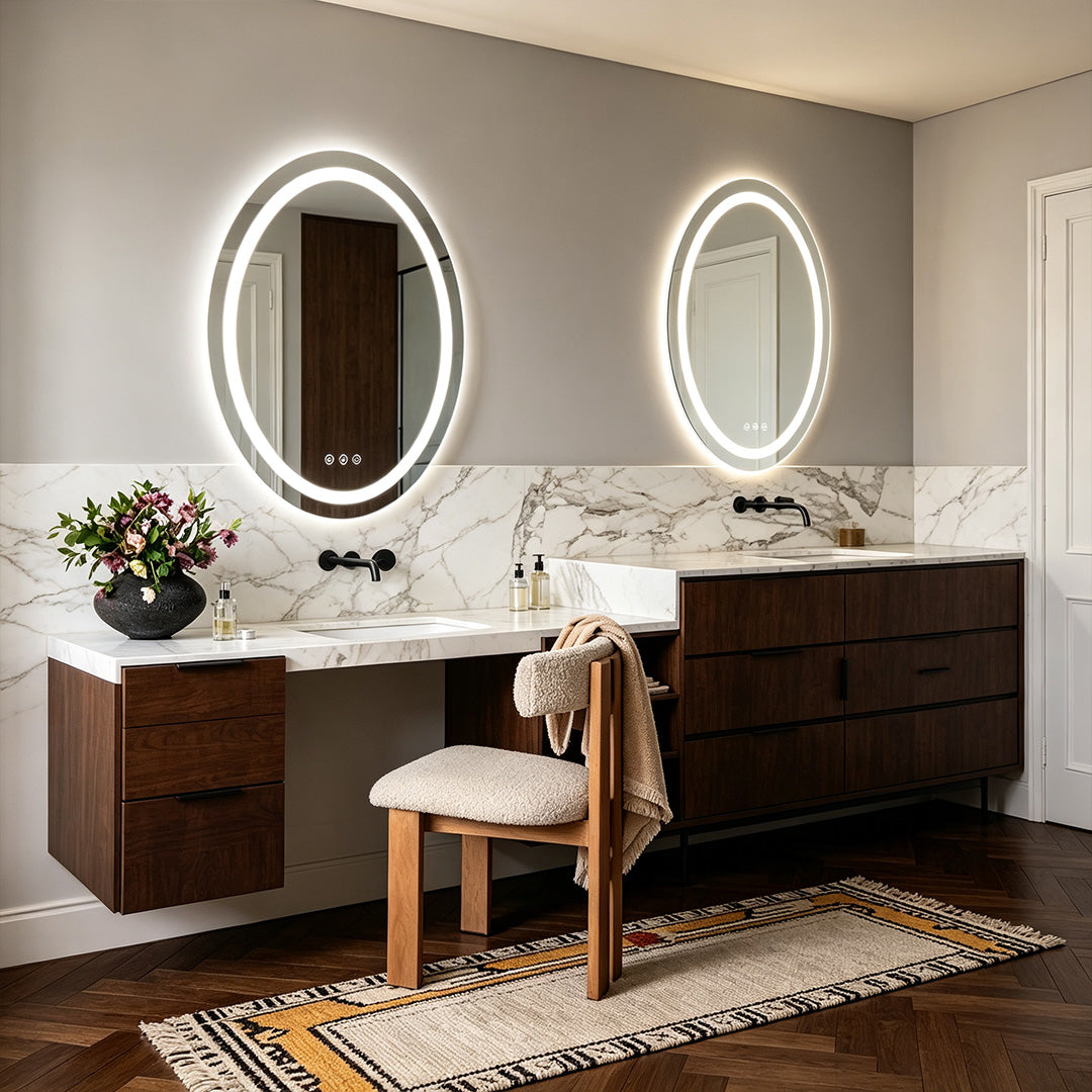 Bathroom Lighted Vanity Mirrors LED Oval Multifunctional Light