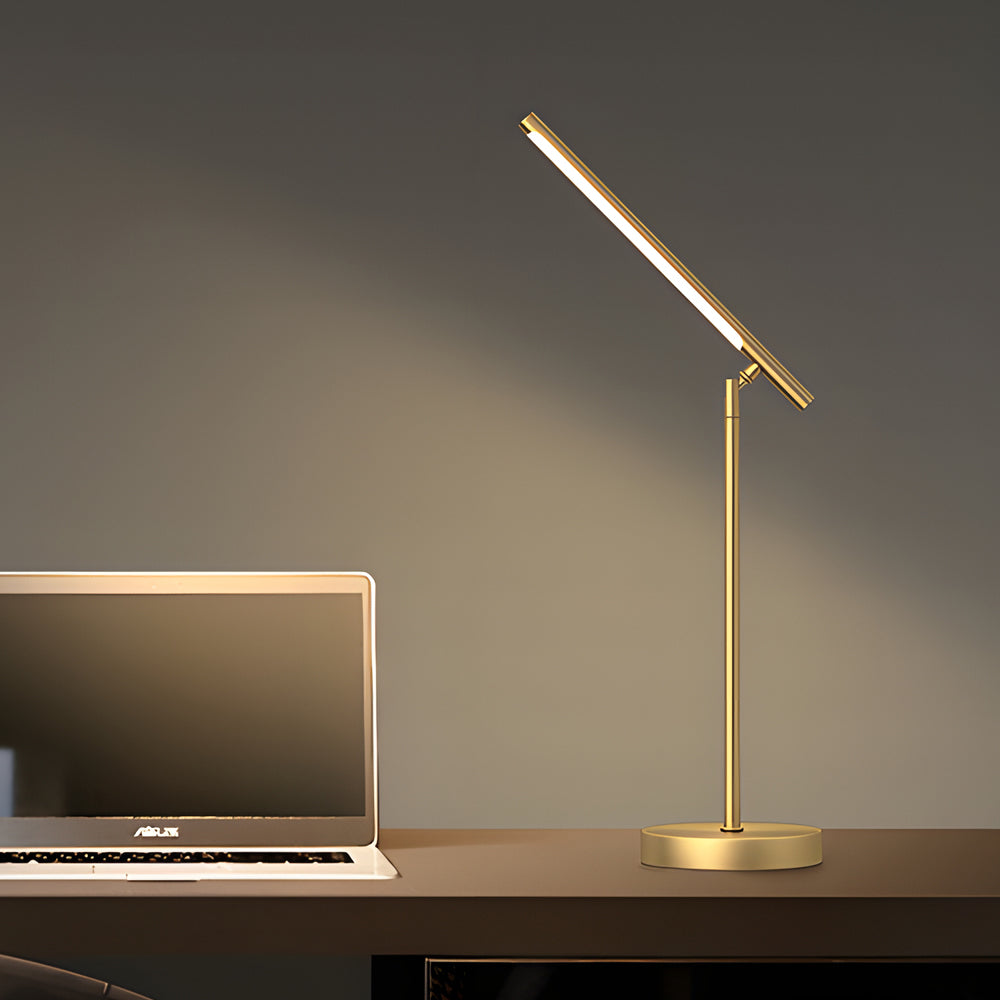 Copper Linear Office LED Desk Lamp with Adjustable Angle - Dazuma