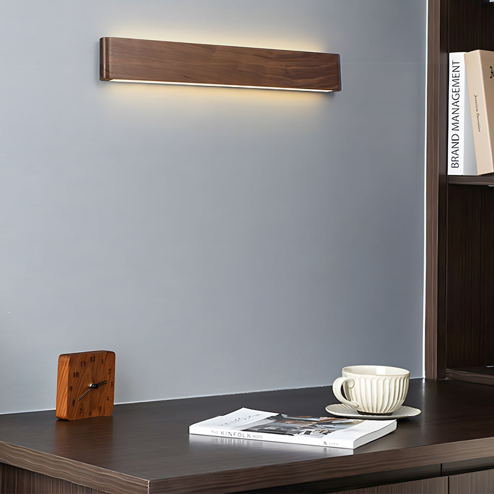 Linear Walnut Wood LED Wall Sconce