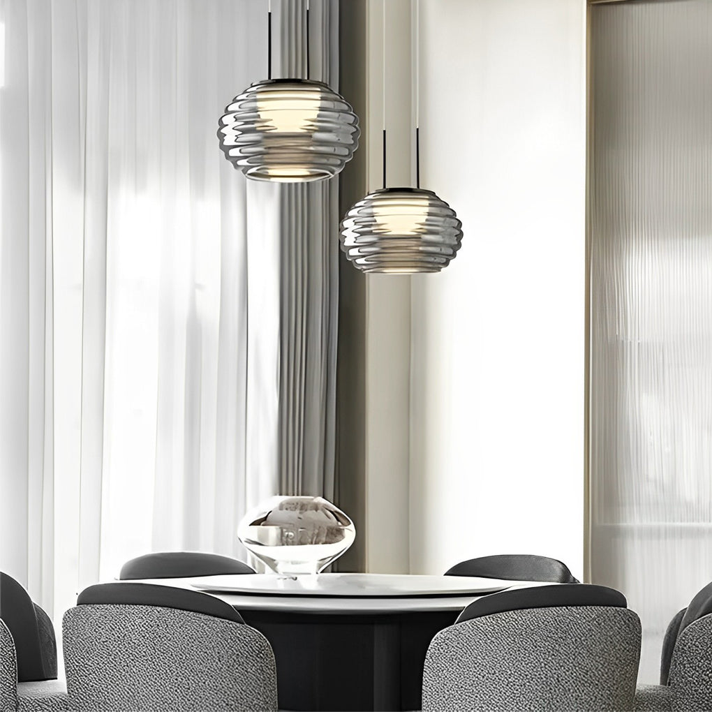 Creative Glass Ball LED Smoke Gray Nordic Pendant Lights Island Lighting - Dazuma