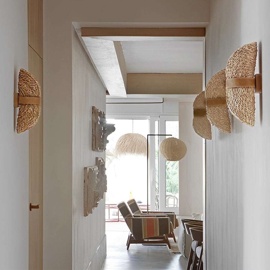 Creative Rattan Wood LED up and down Lighting Japanese-Style Wall Lamp