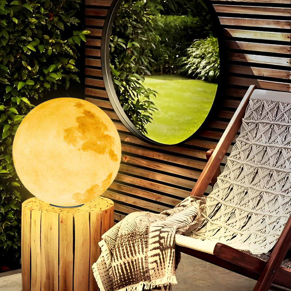 Waterproof LED Round Ball Moon Modern Solar Post Caps Lights with Remote