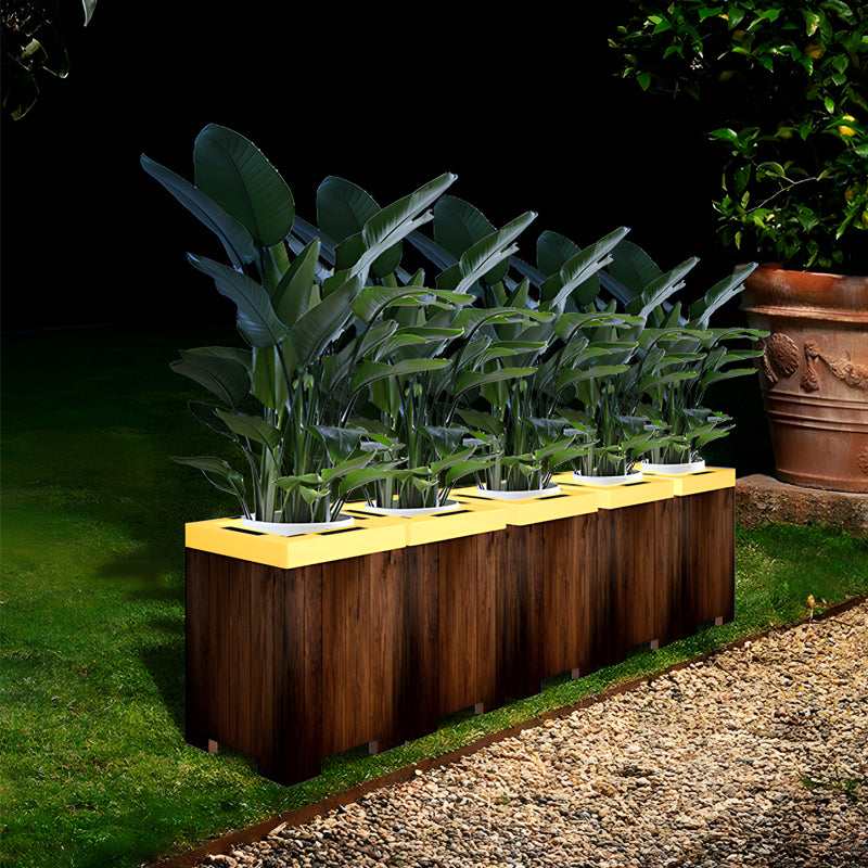 Square Waterproof Illuminated Planters Flower Pot LED RGB Solar Lights