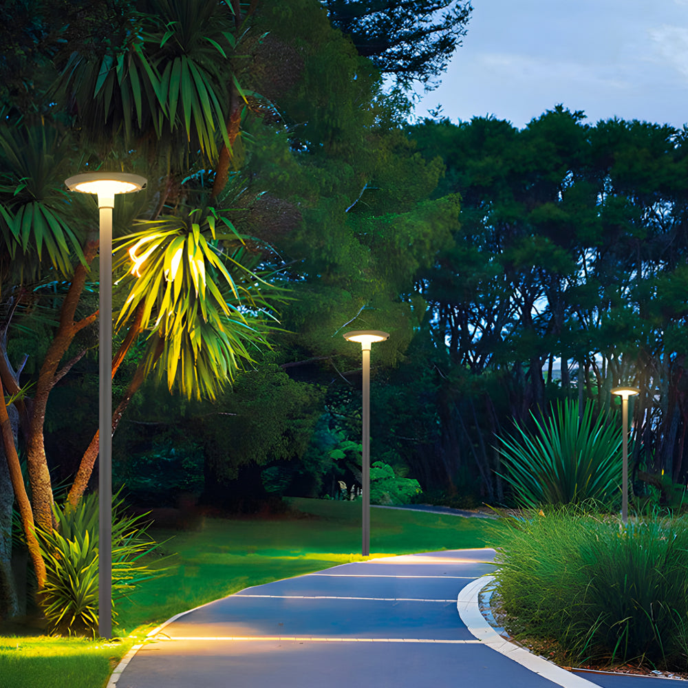 Modern Round Dual Motion Sensor LED Solar Garden Post Lights