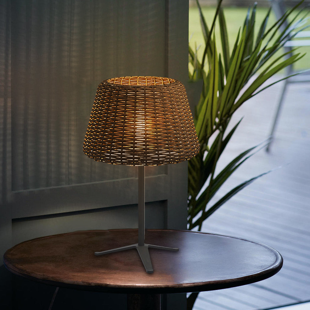 Outdoor Ralph 13.77'' Table Lamp with Wicker Rattan Shade