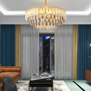 Round Three Step Dimming LED Crystal Strips Postmodern Chandelier Light - Dazuma