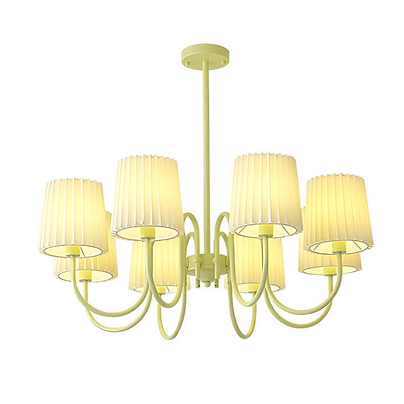 Pleated Fabric Retro Pastoral Green French Style Chandelier Hanging Lights