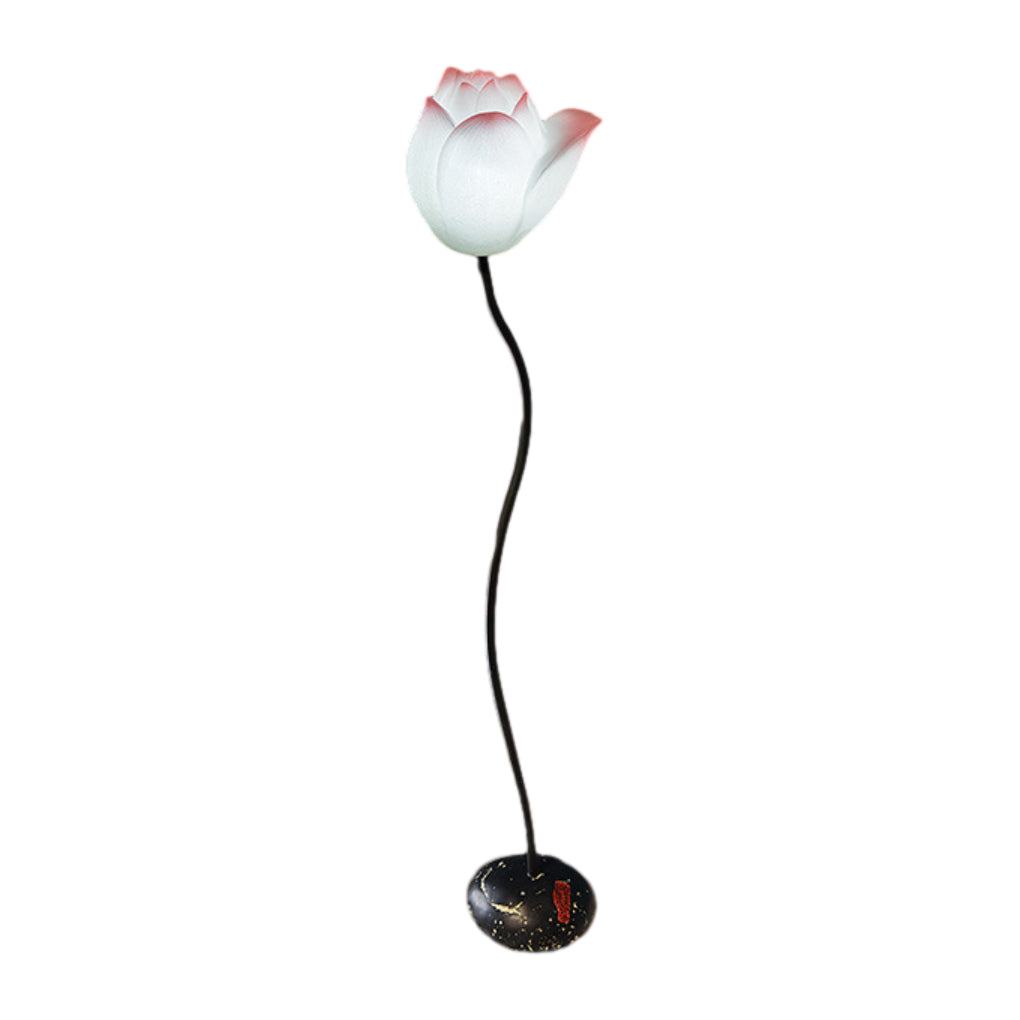 Iron Retro Multiple Sizes Lotus Flower Floor Lamp With Resin Base LED Standing Lamp
