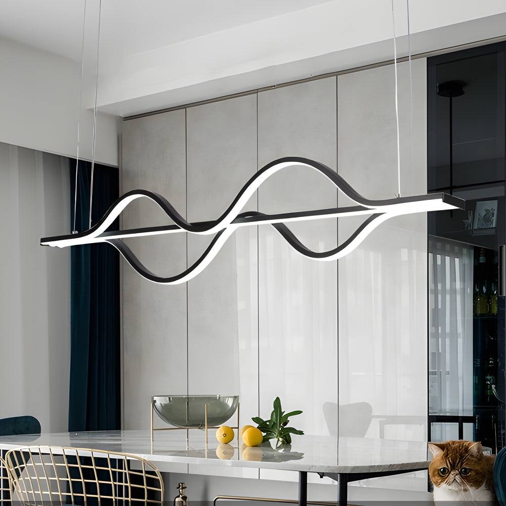 Simple Long Waves Lines 3 Step Dimming Modern Dining Room Chandeliers - Dazuma