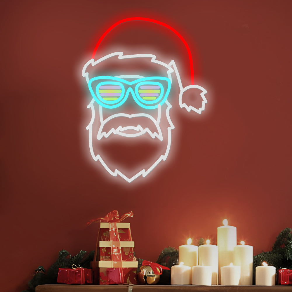 Santa Claus with Glasses Luminous Decoration Dimmer LED Neon Signs