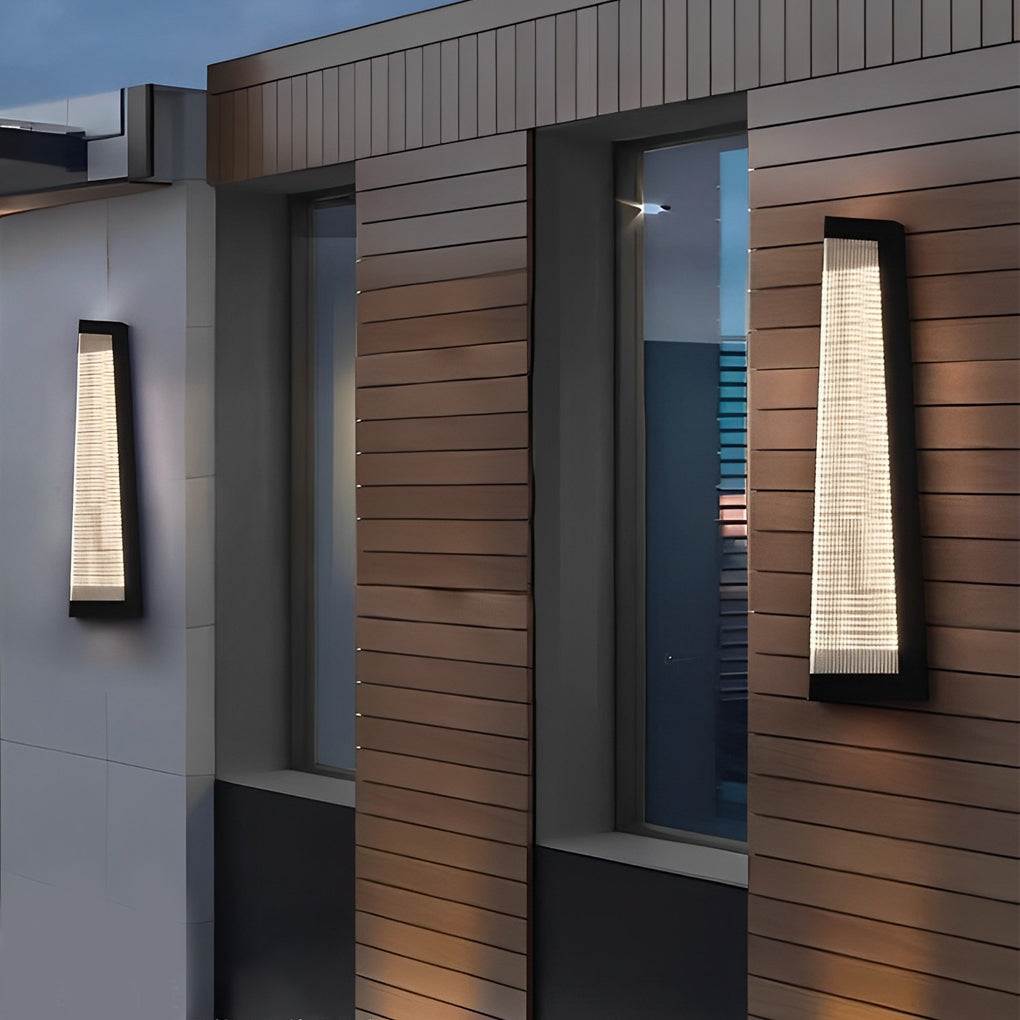 Striped Acrylic Waterproof LED Black Modern Outdoor Wall Lights Fixture - Dazuma