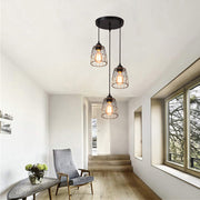 3 Lights Changeable Shape Iron Cage Retro Industrial Style Chandelier - Dazuma